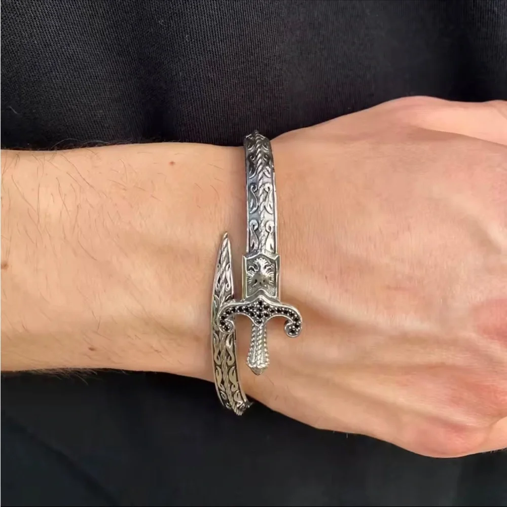Stainless steel Sword Hilt Cuff Bracelet